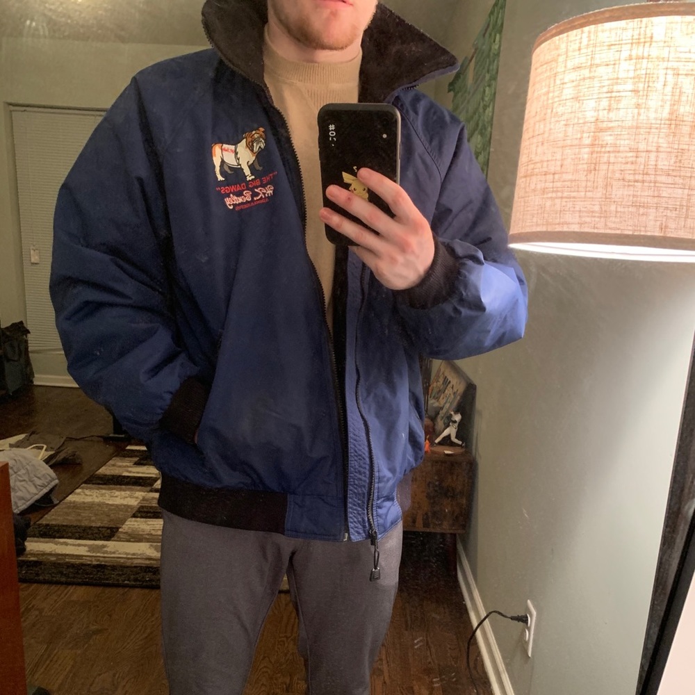 Navy Bomber Jacket w/ Dog